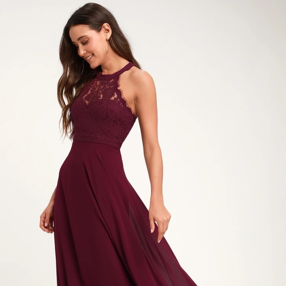 Lulus Dance All Evening Burgundy Lace Maxi Dress | bridesmaid dress
